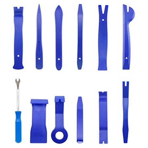 homEdge Auto Trim Removal Kits of 12 Pcs, Tool Kits for Car Radio Installation, Upholstery Removal Kit Pry Bar Scraper Set-Blue Cover