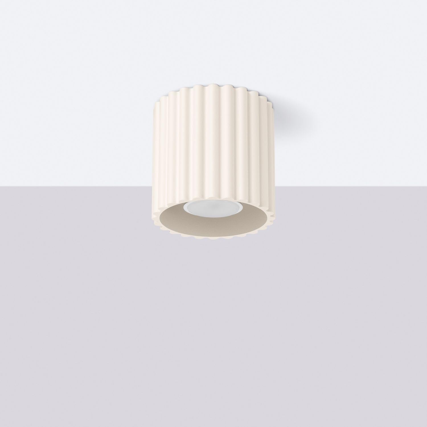Licht-Erlebnisse Deckenstrahler GU10 Beige Aluminium rund Ø10 cm Wohnzimmer Schlafzimmer Küche akzentuiert minimalistisch Deckenlampe Modern klein Aufbau Spot Büro