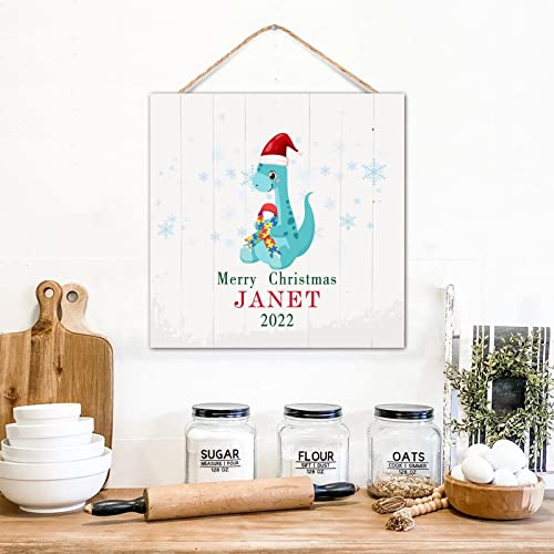 Décoration murale bois dinosaure violet Noël 30cm - 5