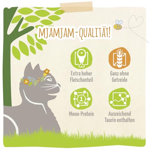 MjAMjAM – Premium Nassfutter für Katzen - natürlich lecker – Bio Hühnchen, 6er Pack (6 x 800g), getreidefrei mit extra viel Fleisch