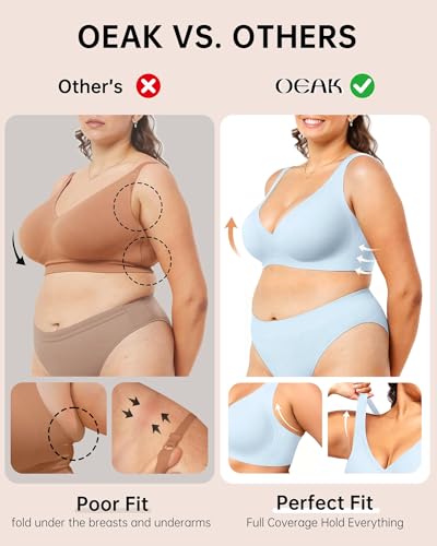 Image of OEAK Womens Deep V Bras Wireless Comfortable Bra Supportive No Underwire Bras Tshirt Push Up Bralettes Plunge Seamless Bra