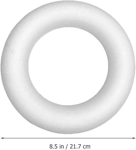 Miniatura 7 de Luxshiny Corona de espuma de Navidad de 8.5 pulgadas, anillo de espuma de poliestireno blanco, aro redondo de espuma sin terminar, anillo circular