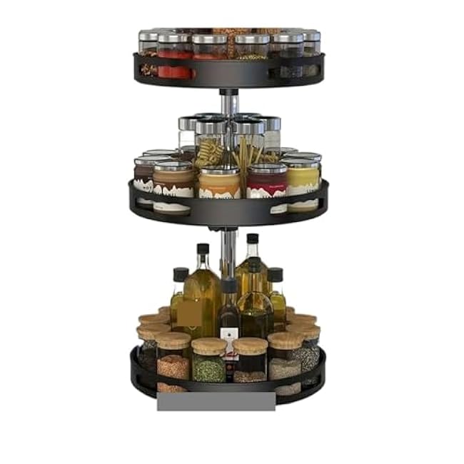 kitchen cabinet organizer 360¡ã Rotating Storage Box Countertop Kitchen Storage Tableware Cosmetics Spice Storage Box plate rack(Two Layers)