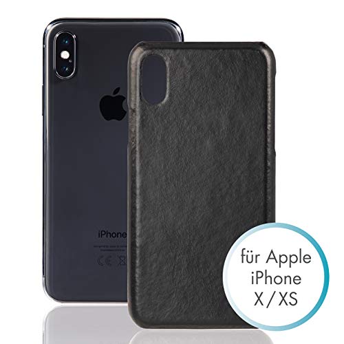 PAZZiMO Étui de Protection en Cuir véritable pour iPhone X Noir Cover