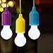 GardenTastico Decorative and Portable LED Bulb Light On A Pull-Rope | Outdoor, Kids Room, Dorm Room, Reading Lamp, Decoration | Set of 4 (Red, Orange, Green, Yellow) | Battery Operated | 44-Inch Cord