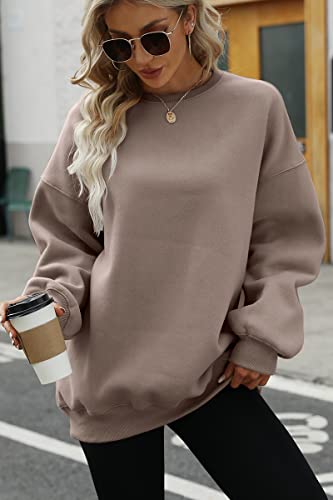 Trendy Queen Sweatshirts For Women Hoodies Oversized Crewneck Tops Sweaters Comfy Fall Winter Outfits Clothes 2024 Fashion Coffeegrey L thumb #2