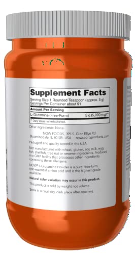 Now Sports Nutrition, L-Glutamine Pure Powder, Nitrogen Transporter*, Amino Acid, 1-Pound #TOP1