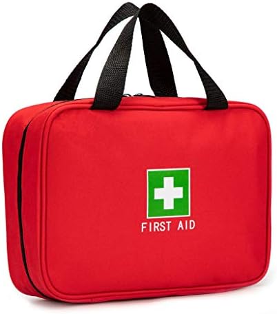 Jipemtra Red First Aid Bag Empty Travel Rescue Pouch First Responder Storage Compact Survival Medicine Bag for Car Home Office Kitchen Sport Outdoors (Red)