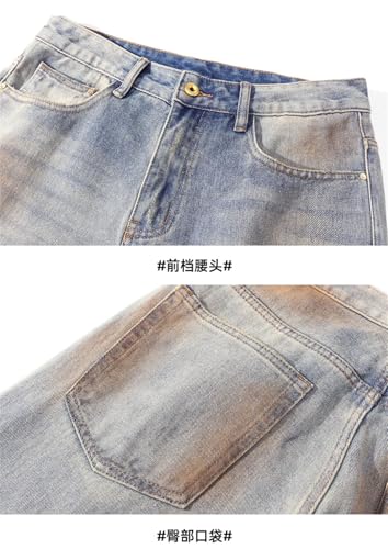 Men's Classic American Hip-Hop Retro Ripped High Street Loose Casual Straight Jeans2