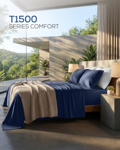 Image of Utopia Bedding Queen Sheet Set 4 Piece Soft Sheets - Navy