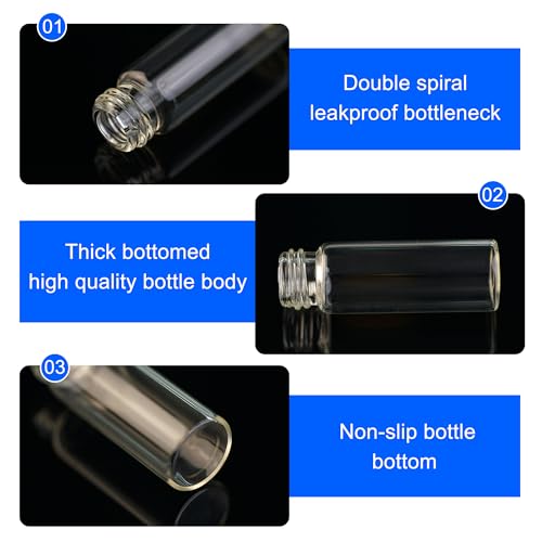 Ettsnu ETTSNU-4 10Pcs 4Ml Clear Glass Vials With Screw Caps And Pe Pad, 1 Dram Small Lab Sample Vials With Lids, Leak-Proof Liquid Storage Empty Vial thumb #2