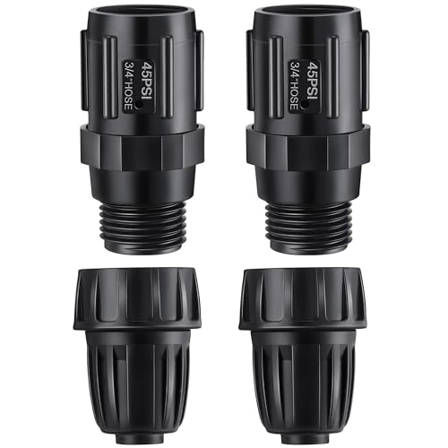 Image of ElectricWise 4 Piece Drip Irrigation Pressure Regulator Faucet Adapter Set, 3/4" FHT x 3/4" MHT Pressure Regulator, 1/2" Drip Irrigation Hose Adapter for Drip Irrigation System (45Psi)