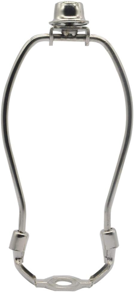 Lamp Shade Harp Holder,Silver Lamp Harp Fits E26 Light Saddle Base Adapter,Nickel Color Pipe Fitter Adapter Finial Set,Adapted All Styles of Lamp Shade,Table and Floor Lamps (6 Inch)