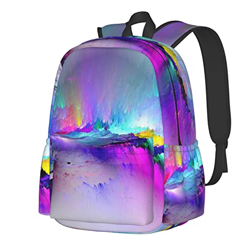 Grand sac à dos décontracté pour ordinateur portable aurores boréales noir
