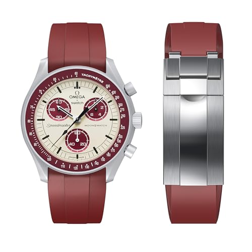 Image of Strap for Moonswatch Watch,Cut to Size No Gap Silicone Strap for Omega X Swatch Speedmaster Moonswatch Watch 20mm,Soft Curved Replacement Strap for Swatch Omega Men Women