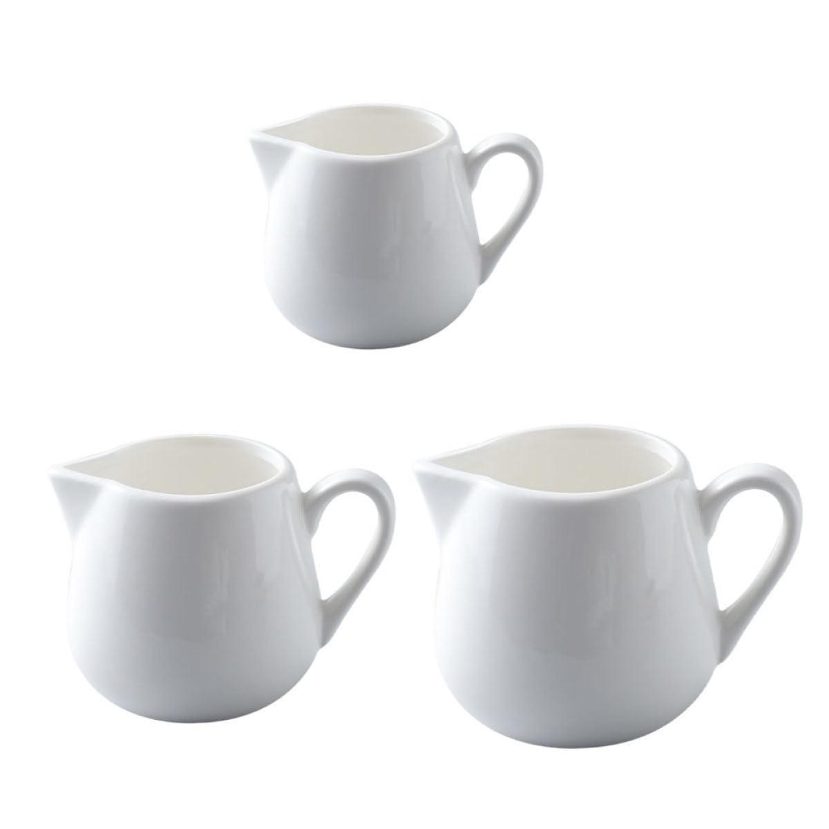 Keramik Milchkännchen Weiße Glatte Oberfläche Leicht zu Reinigen mit Griff 3 Stück 50ml und 100ml Kapazität für Westliche Restaurants und Hotels
