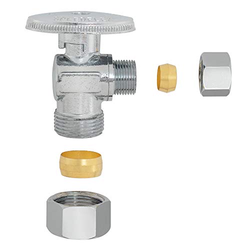Eastman 3/8 Inch Od X 5/8 Inch Od (1/2 Inch Nom.) Quarter Turn Angle Stop Valve, Brass Plumbing Fitting, Chrome, 10738Lf #TOP6