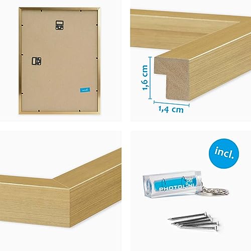 Miniatura 5 de Photolini Marcos A3 30x42 Cm Oro Madera Mdf, Set De 10 Marcos Para Pósteres, Cristal Acrílico, Para Colgar, Incluye Accesorios - Para Fotos, Láminas Y Pósteres