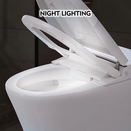 CuisinSmart Smart Toilet with Bidet Built In, Tankless Toilet, Dual Flush, Heated Seat, Self-Cleaning Nozzle, Soft Close, White, Glossy Finish