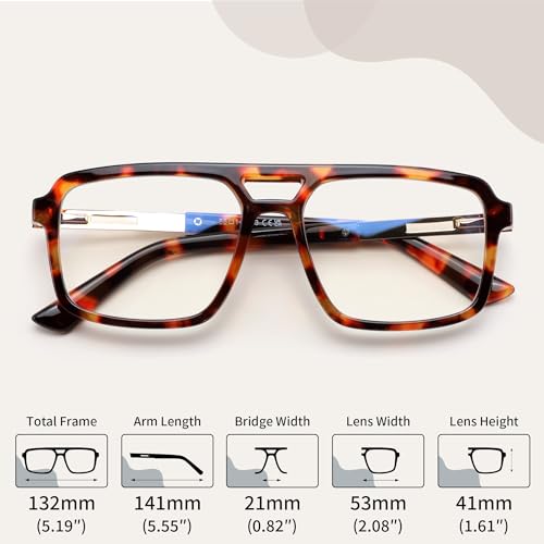 Image of FEISEDY Retro Aviator Blue Light Glasses for Men Women Square Frame Computer Reading /TV /Phones Glasses B0209