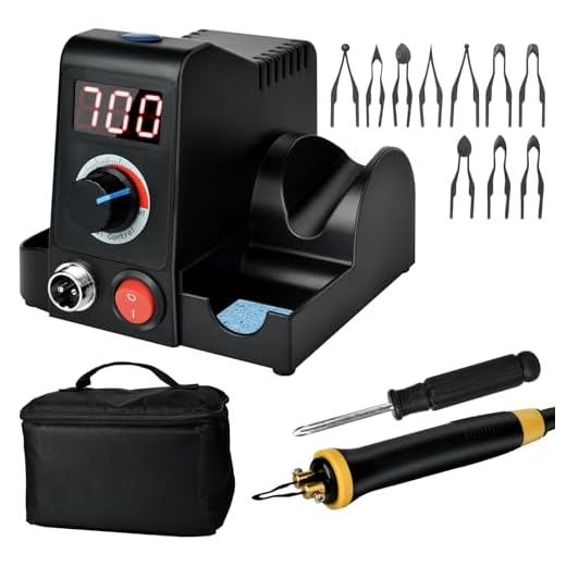 Kit Pirograbador de Madera 40 W: Pirograbador de Madera Profesional con Pantalla Digital, Temperatura Ajustable 100-700 ℃, 10 puntas de Bolígrafo, Adecuado Grabado para Madera,Cuero