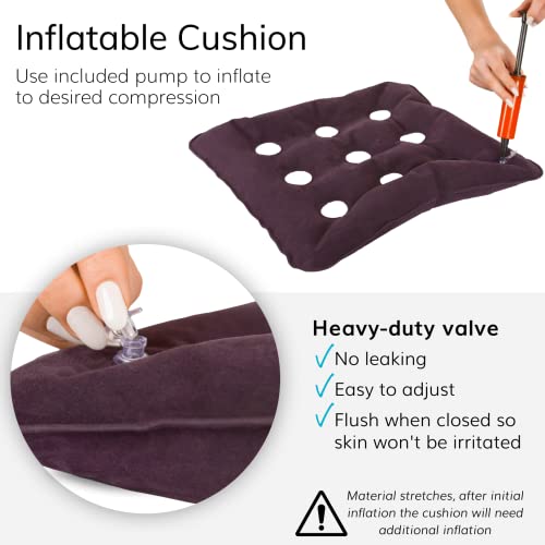 Braceability Inflatable Seat Cushion - Portable Pressure Relief Blow-Up Waffle Pad For Wheelchair, Office Chair, Airplane Or Car, Bed Sore Prevention, Hip Bursitis, Low Back Pain (Air Pump Included) #TOP2