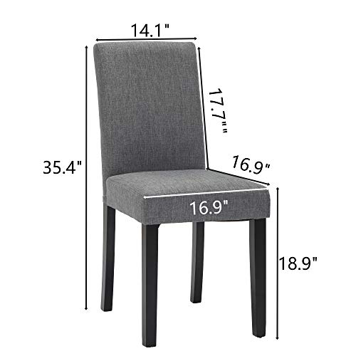 Lsspaid Dining Chairs, Fabric Upholstered Dining Room Chair, Modern Kitchen Living Room Chairs, Solid Wood Kitchen Chairs, Set Of 4, Grey #TOP3
