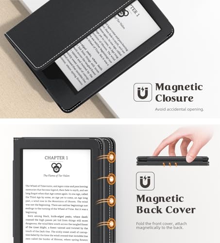 Image of MoKo Case for All-New 6 inch Kindle(11th Generation, 2024 /2022 Release) /(10th /8th Gen, 2019 /2016), Ultra Lightweight PU Shell Cover with Auto Wake /Sleep for Kindle 2024, Denim Black