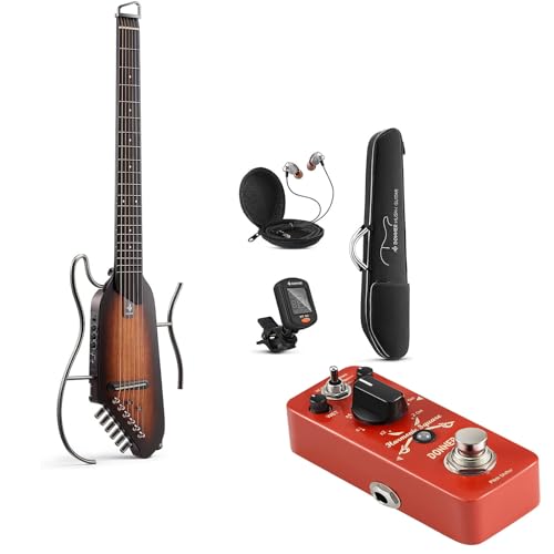 Donner Hush I Travel Guitar Portable Acoustic Guitar -Octave Guitar Pedal
