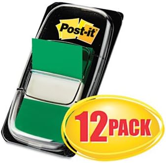 Post-it 680GN12 Marking Page Flags in Dispensers, Green, 50 Flags/Dispenser, 12 Dispensers/Pack