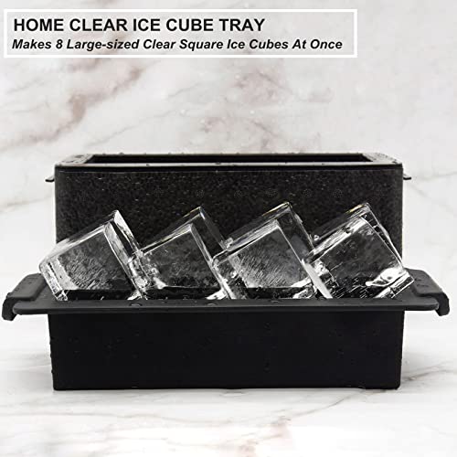 Bangp Clear Ice Cube Maker,Clear Ice Cube Mold With Reusable Ice Cube Storage Bag,Silicone Clear Ice Cube Tray Makes 8×2 Inch Clear Square Ice Cubes For Whiskey & Cocktails - Precious Gifts For Men #TOP1