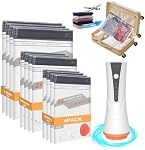 Vacuum Bags for Travel with Rechargeable Air Pump, 12 Pack Compression Packing Bags 80% Space Saver Vacuum Seal Bags for Clothing, Blankets, Comforters, Pillows, Suitcase and Luggage