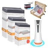 Vacuum Storage Bags for Travel with Pump - 12 Pack Vacuum Seal Bags for Clothing, Blankets, Bedding, Seasonal Storage, 80% Space Saver Compression Packing Bags for Suitcase and Luggage (12PACK)