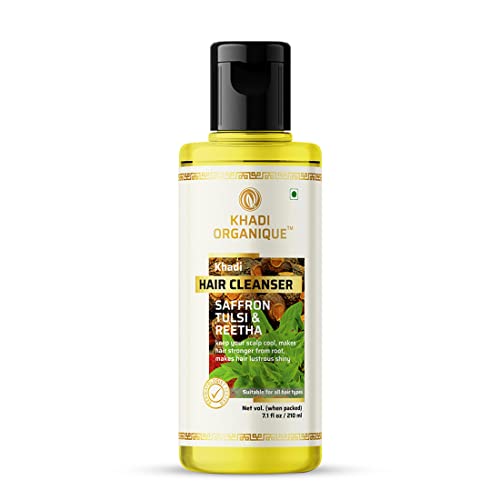Image of Khadi Organique Saffron Tulsi & Reetha Hair Cleanser Shampoo - 210 ml (Pack of 1)