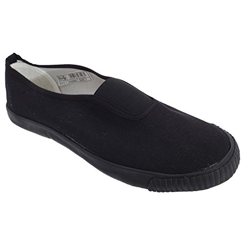Image of Dek Kids Unisex Junior Gusset Canvas Natural Rubber Plimsolls (10 UK Junior) (Black)