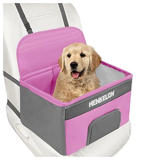 Henkelion Small Dog Car Seat, Dog Booster Seat for Car Front Seat, Pet Booster Car Seat for Small Dogs Medium Dogs Within 30 lbs, Reinforced Dog Car Booster Seat Harness with Seat Belt - Pink