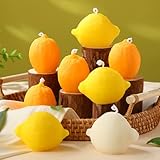 MTLEE 8 Pcs Lemon Shaped Scented Candle Cute Fruit Aroma Soy Wax Decorative Candle Table Photo Prop for Birthday Gift Meditation Mood Boosting Bath Yoga(Orange,Yellow,White)