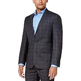 Ryan Seacrest Mens Plaid Professional Two-Button Blazer Gray 38L