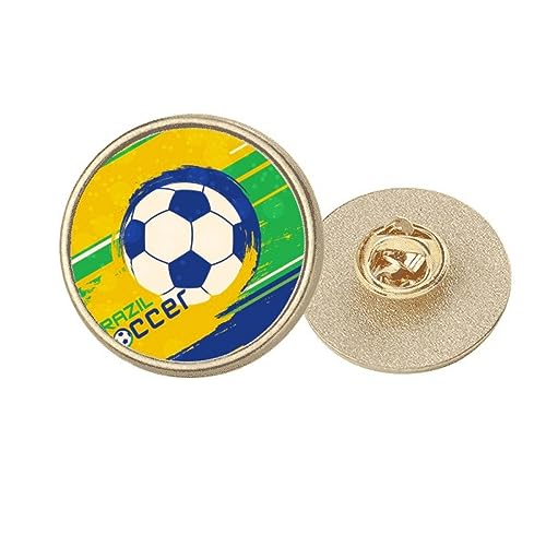 Broche football Brésil avec pince en métal doré taille M pour badge supporter