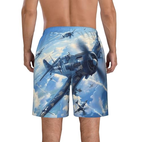Men's Quick Dry Swim Shorts Fighter Aircraft World War Ii Military Plane Vintage Beach Trunks with Pockets2