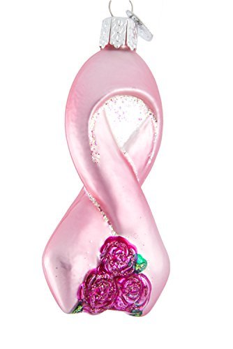 Old World Christmas Pink Ribbon With Roses Glass Blown Ornament For Christmas Tree #TOP6