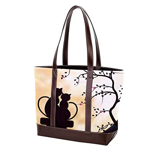 Sac épaule femme de style artistique avec motif imprimé paysage et jeune fille au chien