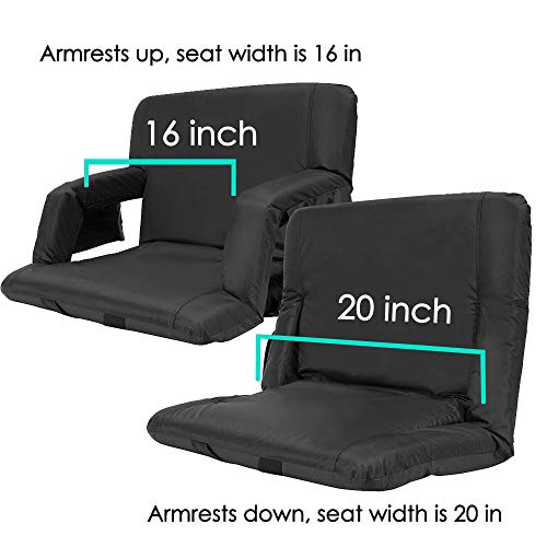 【Upgraded】 Heated Stadium Bleacher Seat, Foldable Portable Chair, 5 Reclinng Positions Back and Arm Support Thick Cushion for Outdoors Sports Camping & Indoor. (Not Include USB Power Bank)