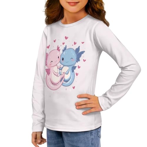 Girls Long Sleeve Shirt Crewneck Cute Graphic Tops for Kids Casual 3-16 Years Old3