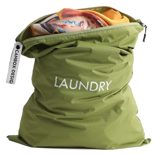 Asnews Sacchi Portabiancheria, 120L Grande Capacità Sacco Biancheria, Impermeabile Sacchi di Nylon con Zip, Riutilizzabile Sacchetto Organizer per Viaggio, Dormitorio, Campeggio, 90 x 60cm