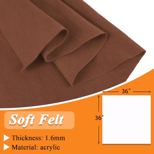 Image of IONTACH 36 inch X 36 inch Soft Felt Fabric 1.6mm Thick (Rustic Brown) | Felt Sheets for Crafts, Embroidery, Patchwork, Liner, School Projects, Home Decoration