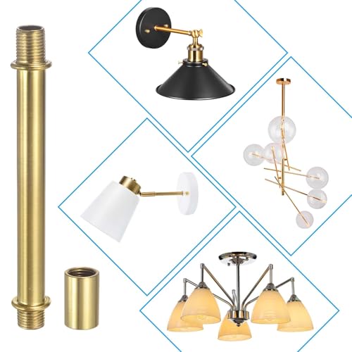 Image of PATIKIL Straight Pipe Lamp Stems Rod Kit, 2 Set M10 Carbon Steel 120mm(4.72 inch) Long Double End Thread Rod with Coupling Nuts Sleeve Connector for Table Lamps Chandeliers,Copper