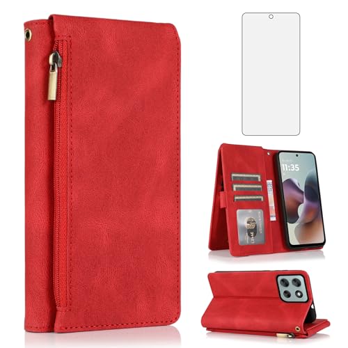 Coque Moto G56 5G Asuwish XKLLPT Housse Protection Etui Rouge