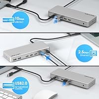WAVLINK Dockingstation für 3 Monitore, Dockingstation SM770 mit 3 HDMI, 2 DP, 100 W PD Eingang, USB A & C 10 Gbps, Ethernet 2,5 G, kompatibel mit Intel Mac, SMI-Treiber und USB 3.2 Gen 2 Host – Ansicht 6