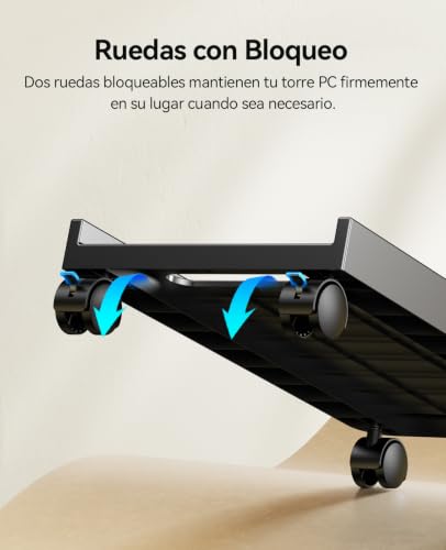 Miniatura 5 de Orico Soporte Universal Para Cpu Con 2 Ruedas De Bloqueo Y 2 Ruedas Giratorias, Soporte Para Ordenador De Sobremesa En Casa, Impresoras, Plantas En Maceta 45,4 X 22,2 X 2.2 Cm
